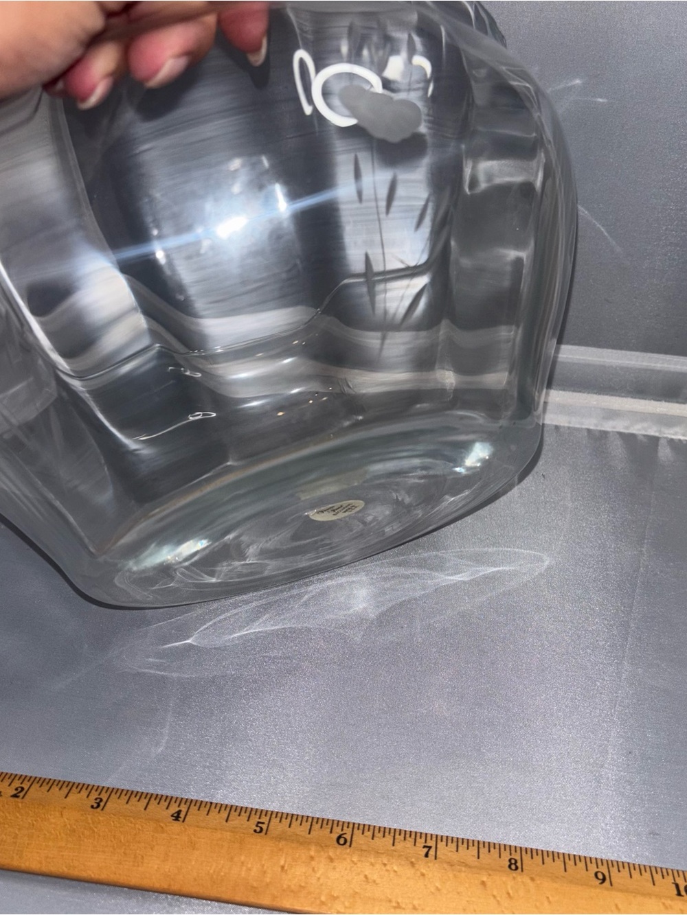 VTG Princess House Crystal 9" Salad Bowl Heritage Etched With Beveled Scalloped - Picture 3 of 9